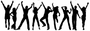 Lebendige Silhouetten von Jugendlichen in ausdrucksstarken Tanzposen – Symbolbild für die kreativen Kurse der Performing Arts Schule Hamburg in den Bereichen Tanz, Gesang und Schauspiel.